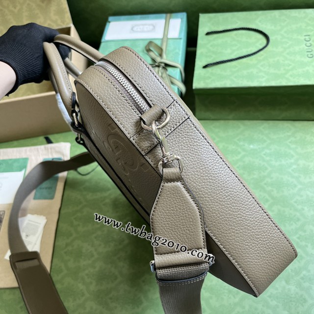 gucci專櫃新款原廠皮手袋 古馳灰色超級雙G皮革公事包 jcp1579
